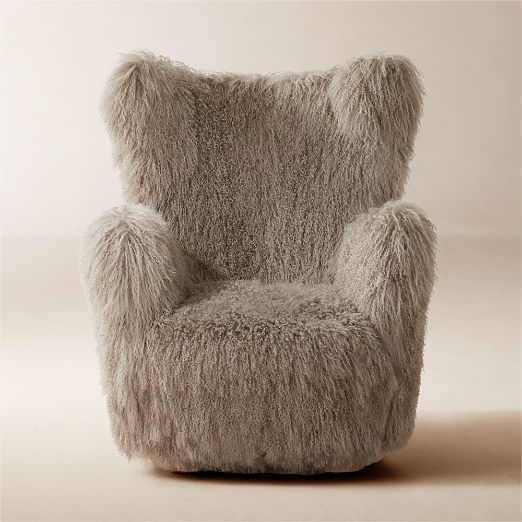 Bozzi Taupe Mongolian Sheepskin Accent Chair