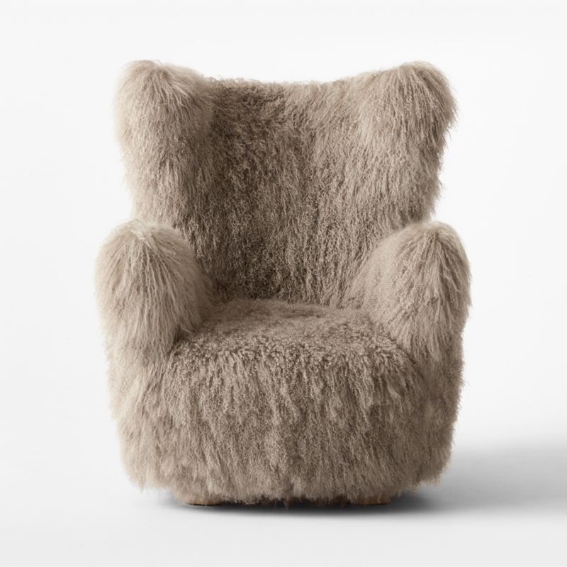 Bozzi Taupe Mongolian Sheepskin Accent Chair - image 7 of 14