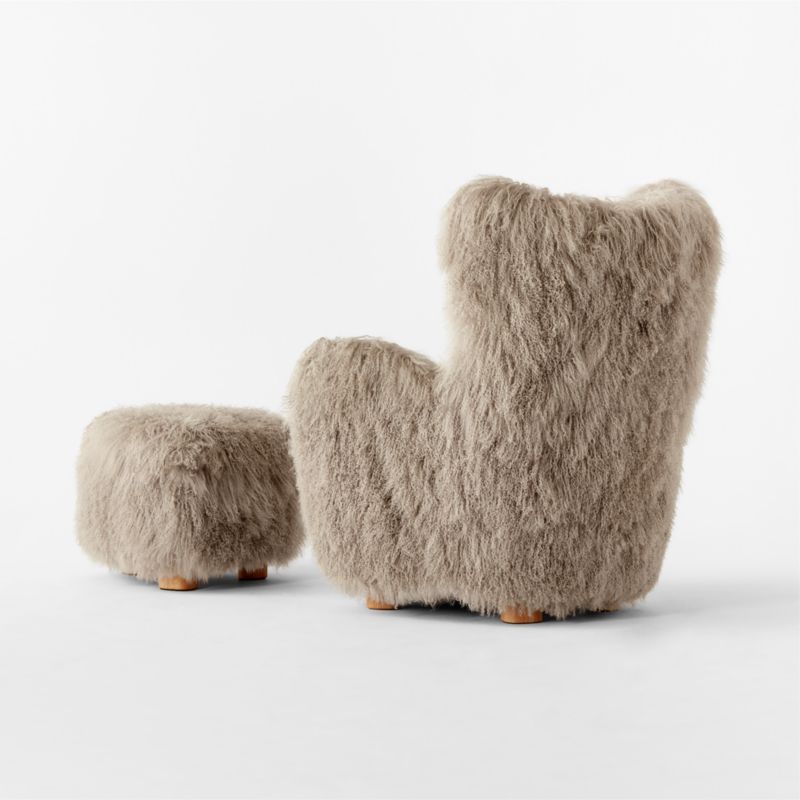 Bozzi Taupe Mongolian Sheepskin Chair and Ottoman Set - image 5 of 6