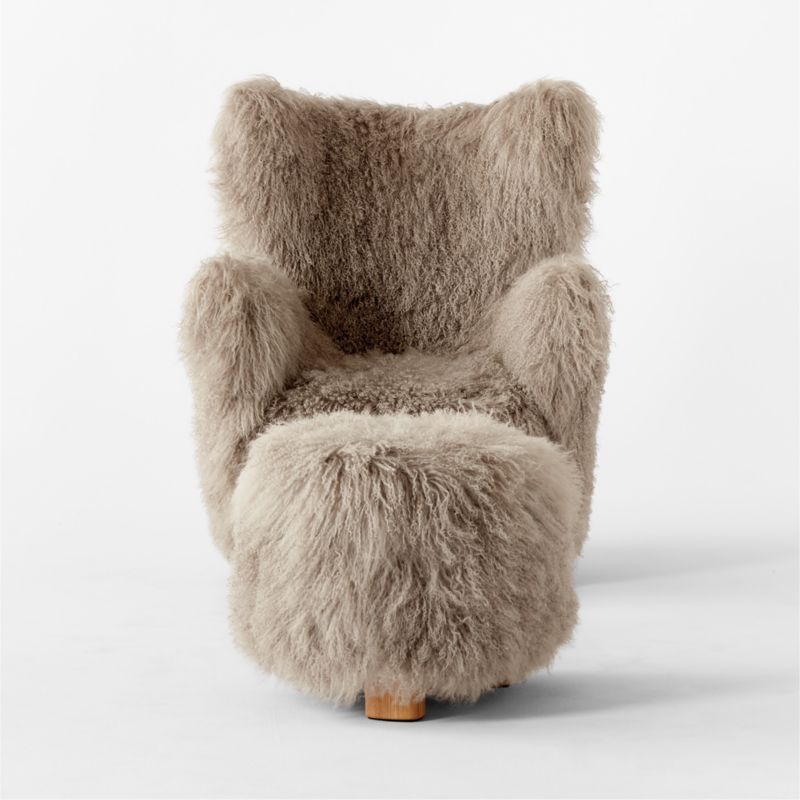 Bozzi Taupe Mongolian Sheepskin Chair and Ottoman Set - image 2 of 6