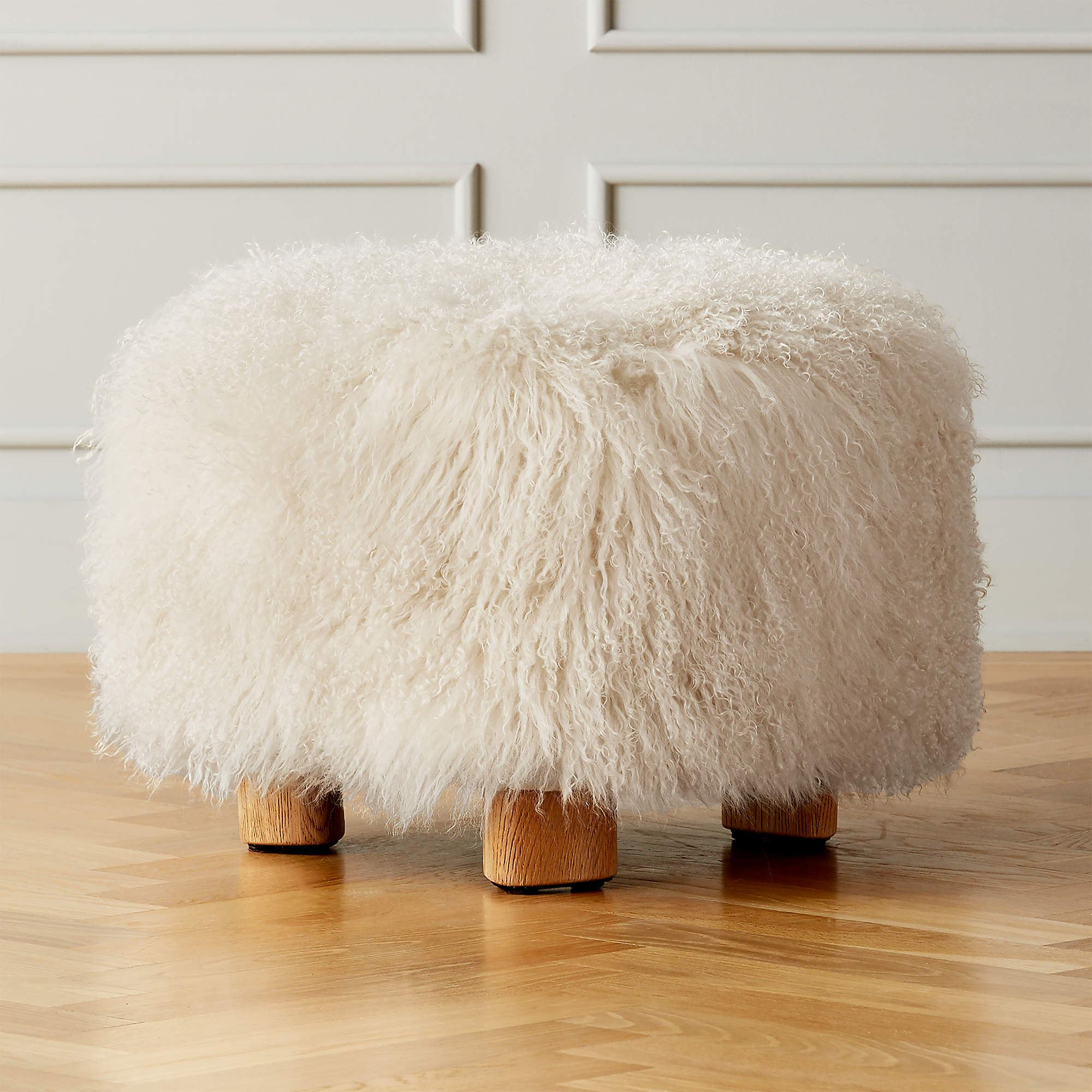 Bozzi Mongolian Sheepskin Ottoman + Reviews CB2 Canada