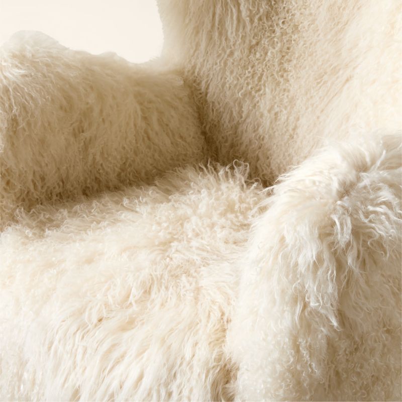 Bozzi Ivory Mongolian Sheepskin Chair and Ottoman Set - image 4 of 6