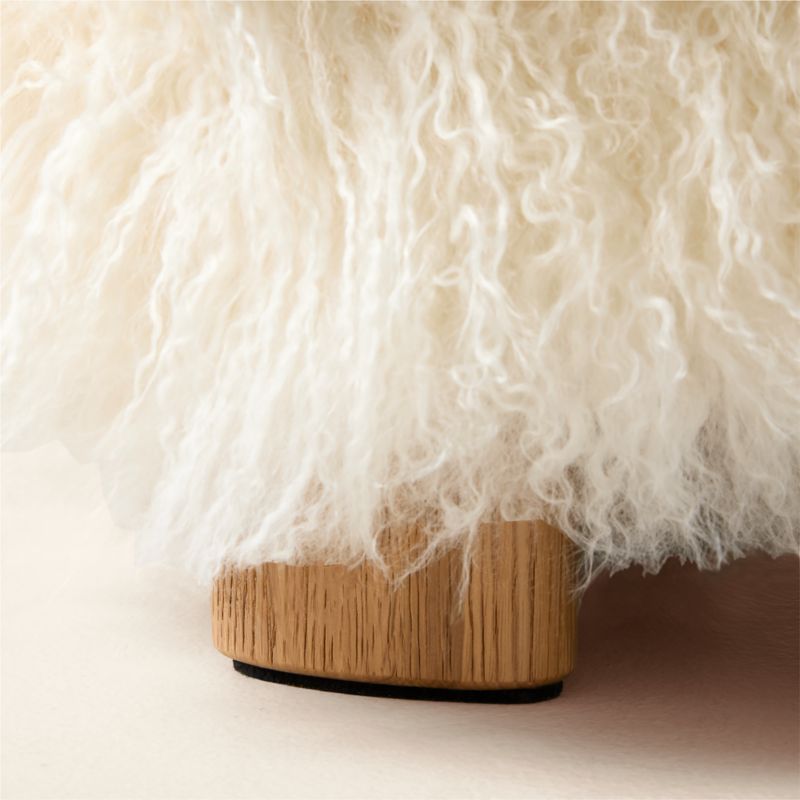 Bozzi Ivory Mongolian Sheepskin Chair and Ottoman Set - image 5 of 6