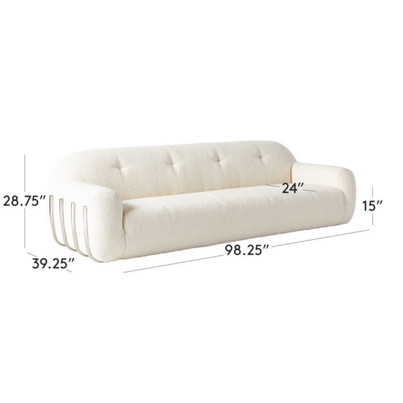 View Brace 98.25" Cream Boucle Sofa - image 3 of 14