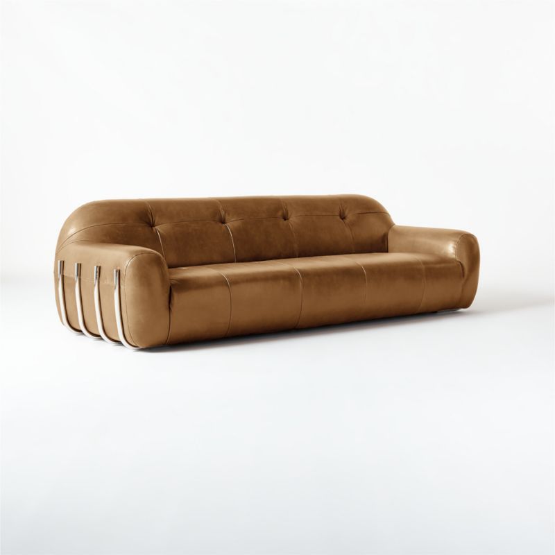 Brace 98.25" Saddle Leather Tufted Sofa - image 6 of 17