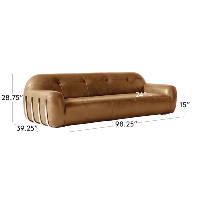 View Brace 98.25" Saddle Leather Tufted Sofa - image 3 of 17