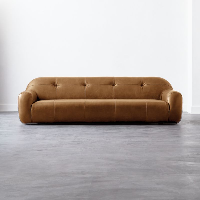 Brace 98.25" Saddle Leather Tufted Sofa - image 0 of 17