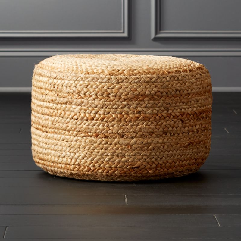 View Braided Natural Jute Pouf Small 19" details