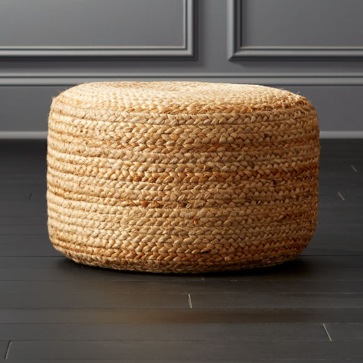 Braided Natural Jute Pouf Small 19"