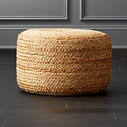 Modern Ottomans And Accent Stools Cb2 Braided Jute Indoor Outdoor Pouf