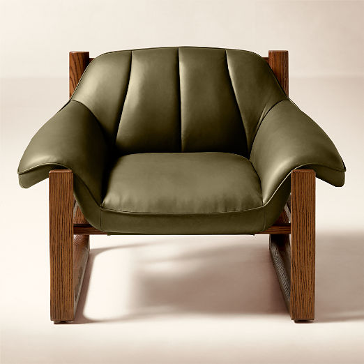 Brainstorm Green Leather Accent Chair by Casa Dean by Swizz Beatz