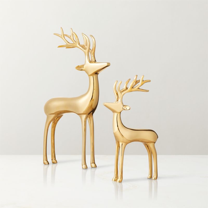 Brass Holiday Reindeer Decoration 8" - image 1 of 8