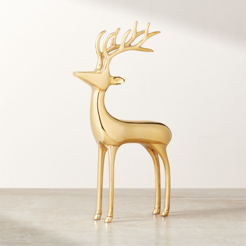 Brass Holiday Reindeer Decoration 12" - image 0 of 9