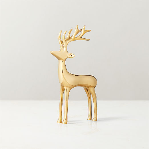 Brass Holiday Reindeer Decoration 8"