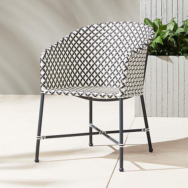 Black and discount white rattan chair