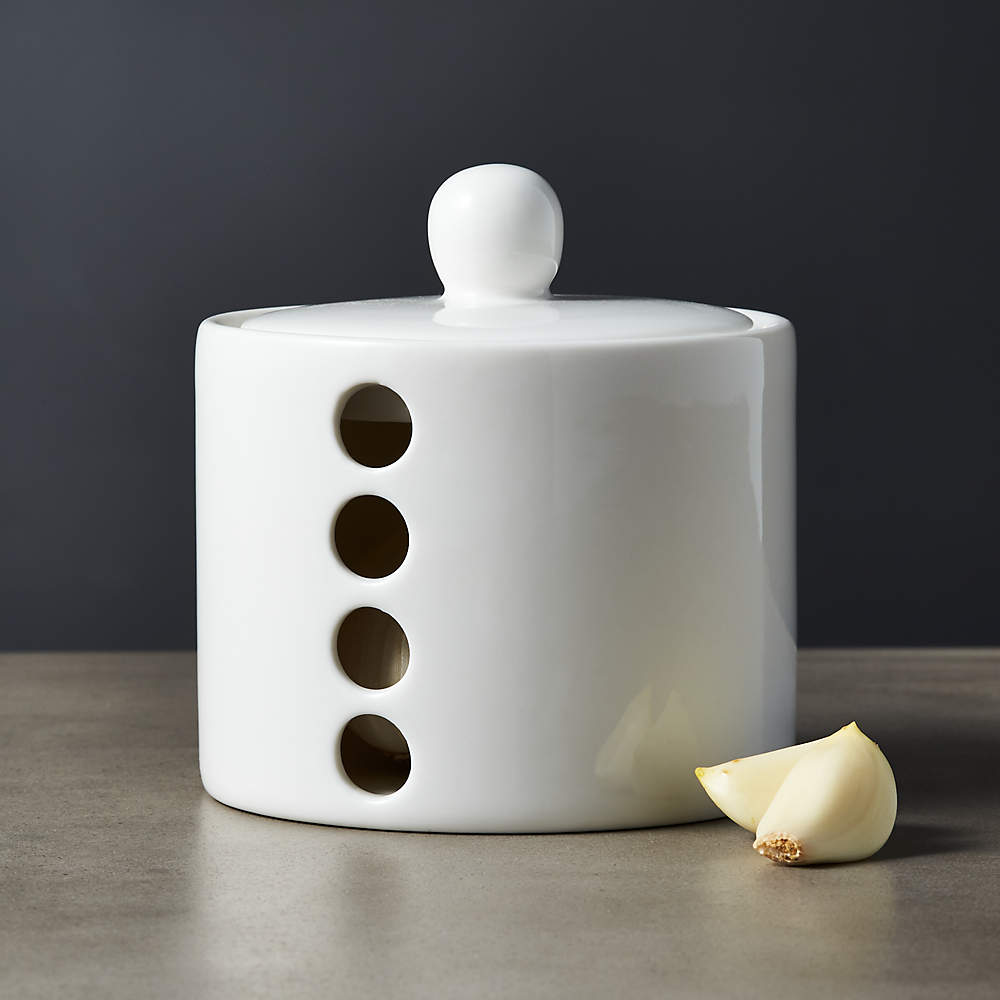 Garlic Keeper With Wood Lid, Small Ceramic Garlic Keeper Storage