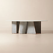 Aster 96" Oval Black Marble and Aluminum Dining Table