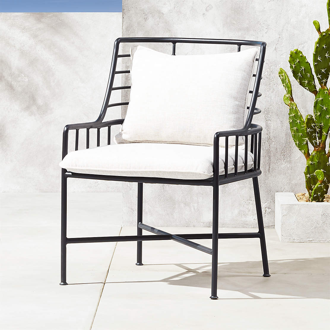 Virve Black Rope Outdoor Patio Dining Chair + Reviews CB2 Canada