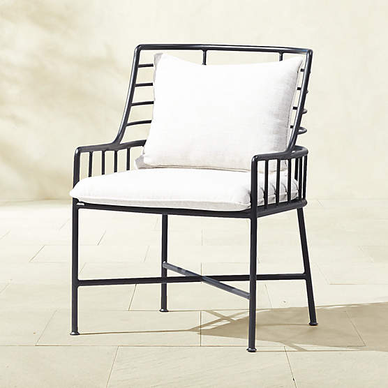 Breton Matte Black Metal Outdoor Dining Chair