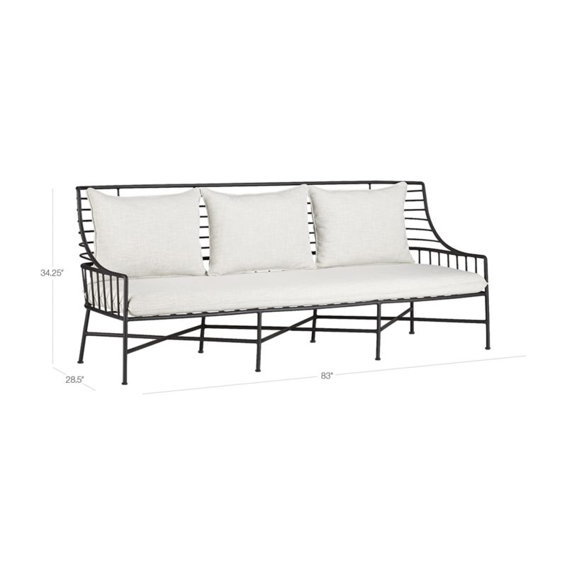 View Breton 83" Black Metal Outdoor Sofa - image 2 of 10