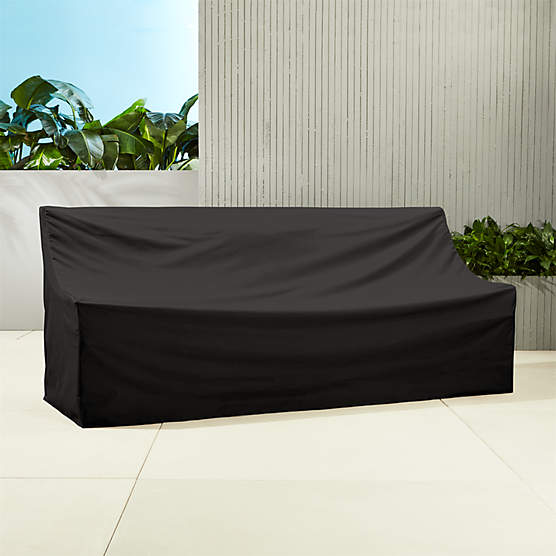 Breton Black Metal Outdoor Sofa + Reviews CB2