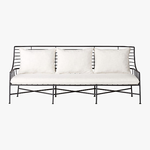 Breton 83" Black Metal Outdoor Sofa