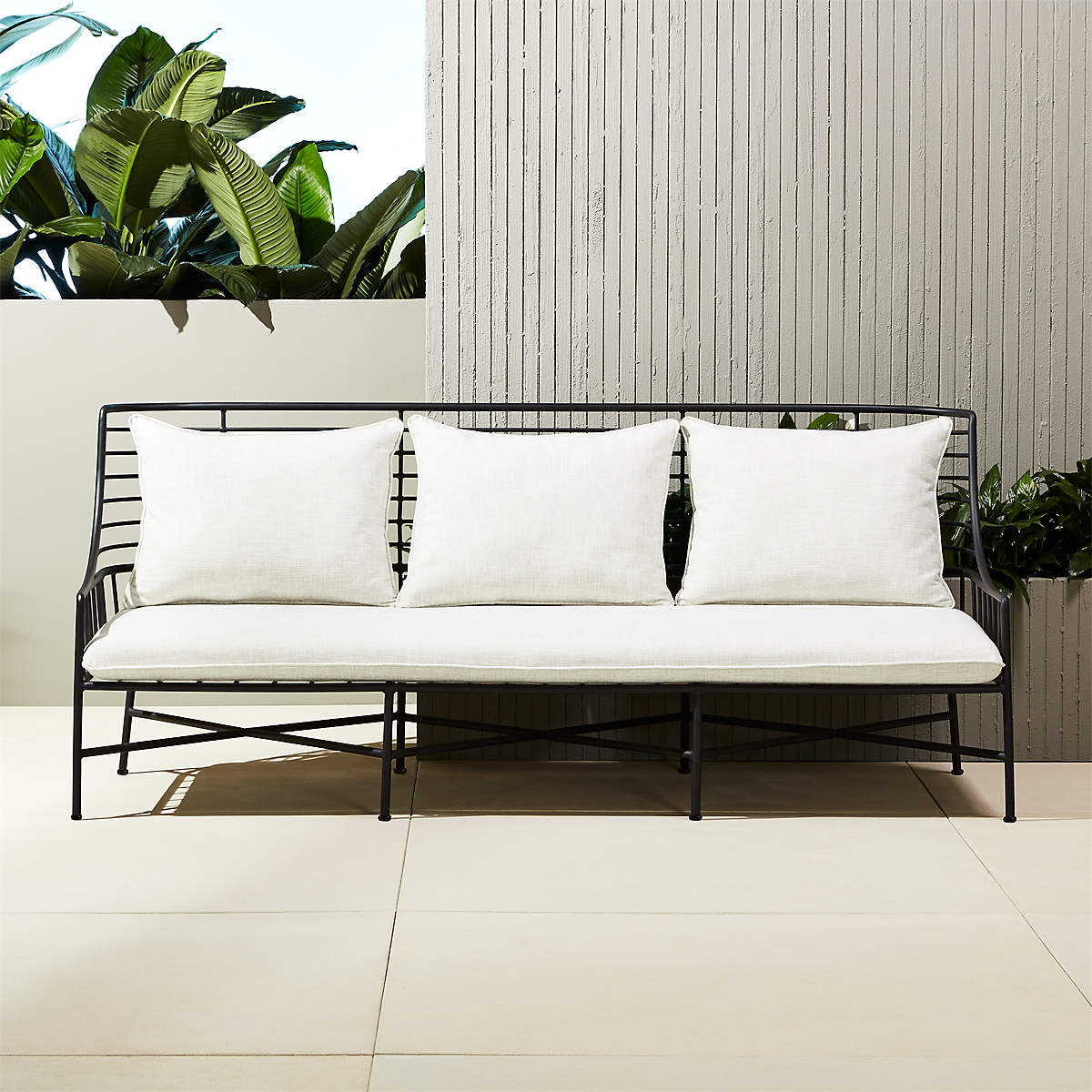Breton Black Metal Outdoor Sofa + Reviews CB2 Canada