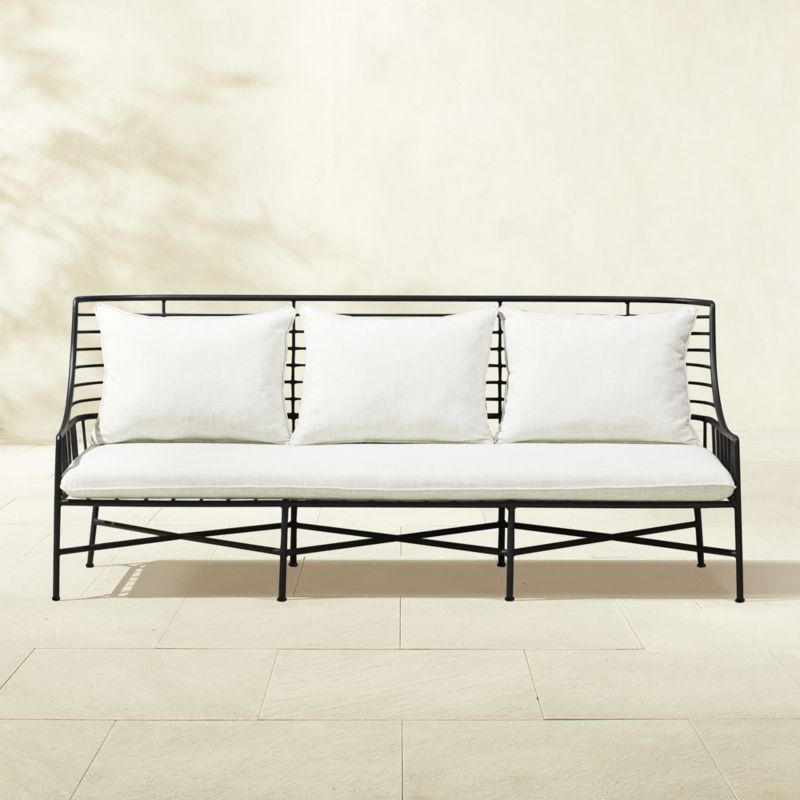 Breton 83" Black Metal Outdoor Sofa - image 0 of 10