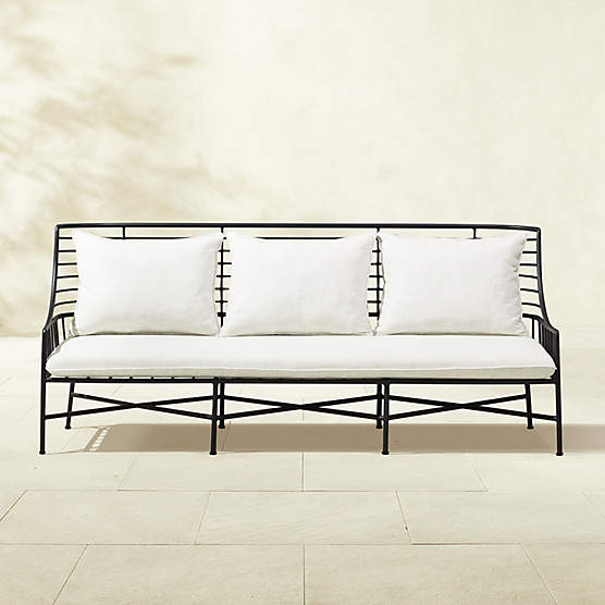 Breton 83" Black Metal Outdoor Sofa