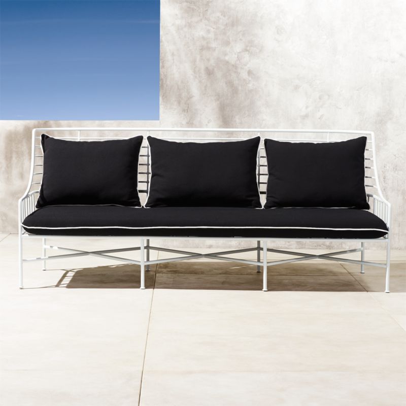 Breton White Metal Outdoor Sofa + Reviews CB2