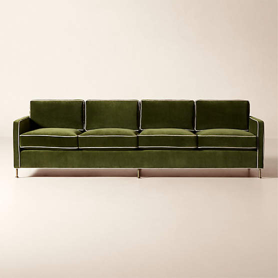 Brett 100" Jade Green Velvet Sofa