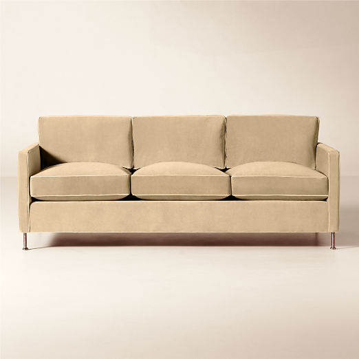 Brett Taupe Velvet Sofa (76"-100")
