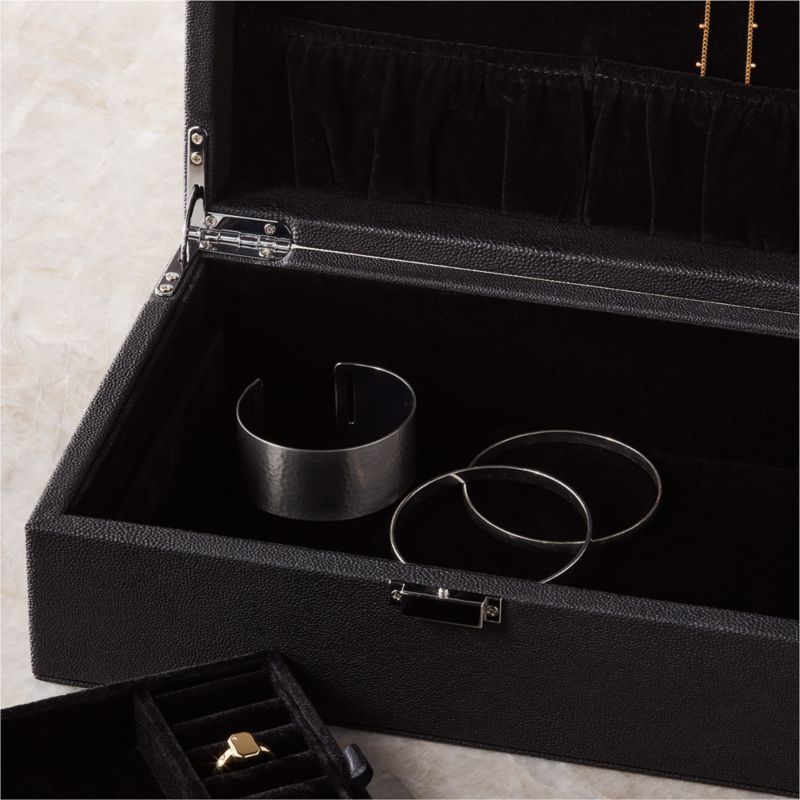 Bria Black Shagreen Jewelry Box Organizer + Reviews