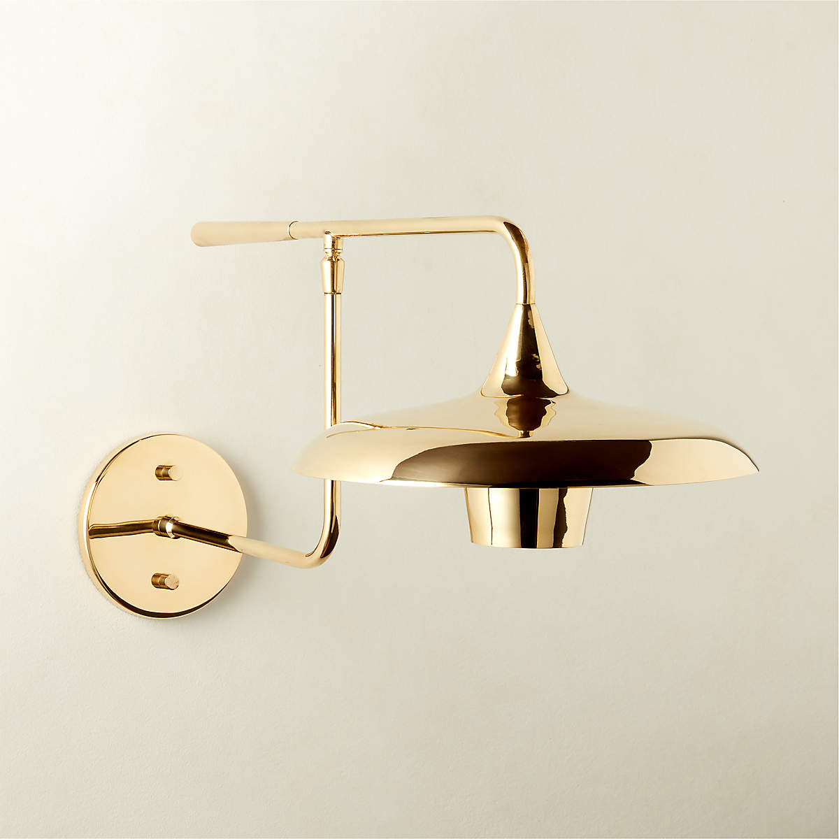Brio Modern Polished Brass Swing Arm Wall Sconce + Reviews CB2