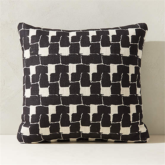 Agita White and Black Outdoor Throw Pillow 23" CB2