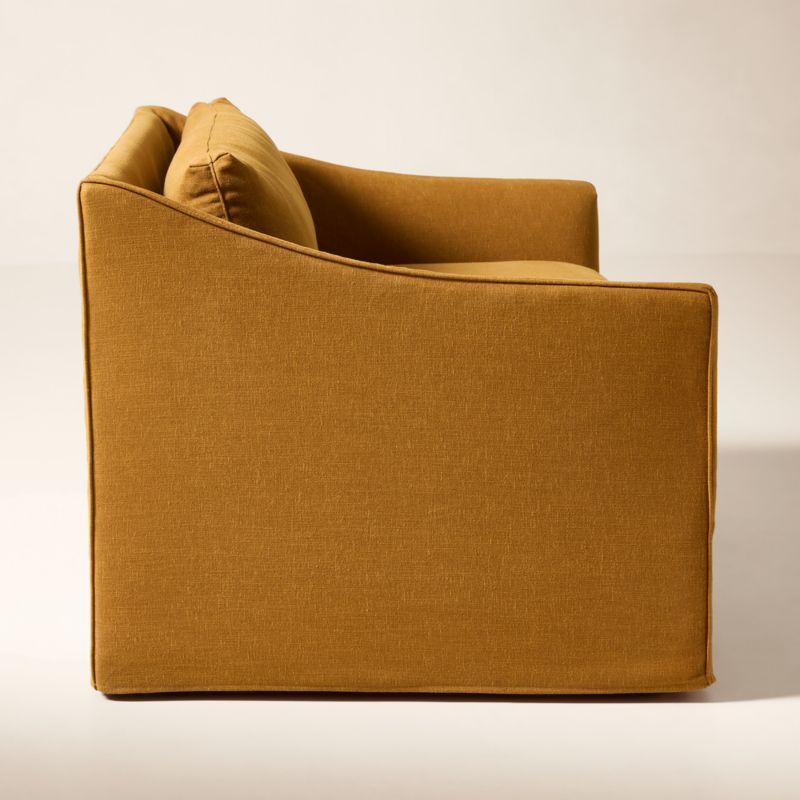 Bristol 68" Cognac Slipcovered Performance Linen Sofa - image 6 of 10