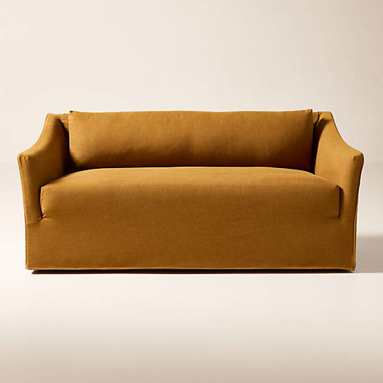Bristol 68" Cognac Slipcovered Performance Linen Sofa