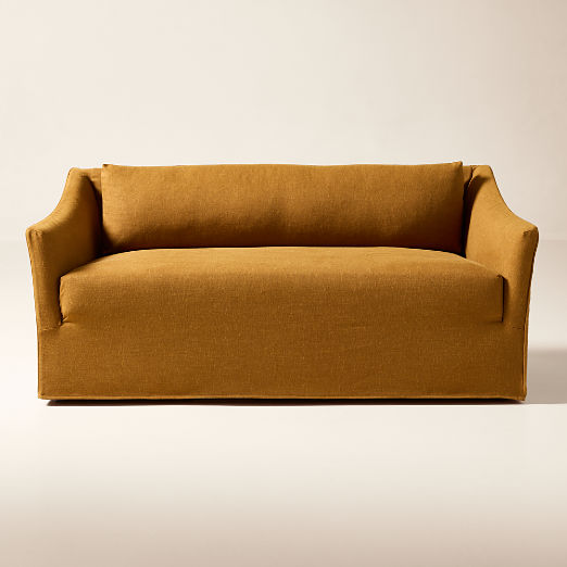 Bristol 68" Cognac Slipcovered Performance Linen Sofa