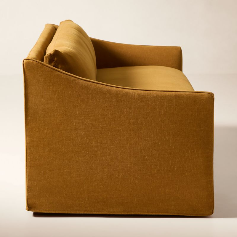 Bristol 95" Cognac Slipcovered Performance Linen Sofa - image 5 of 9