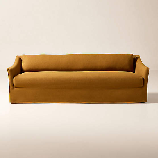 Bristol 95" Cognac Slipcovered Performance Linen Sofa