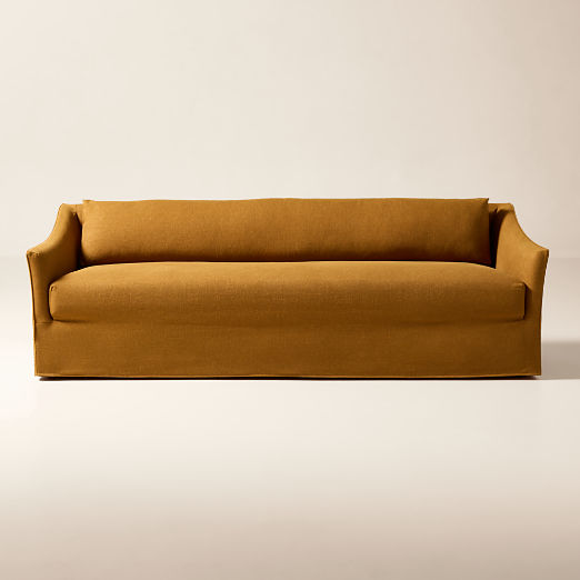 Bristol 68" Cognac Slipcovered Performance Linen Sofa