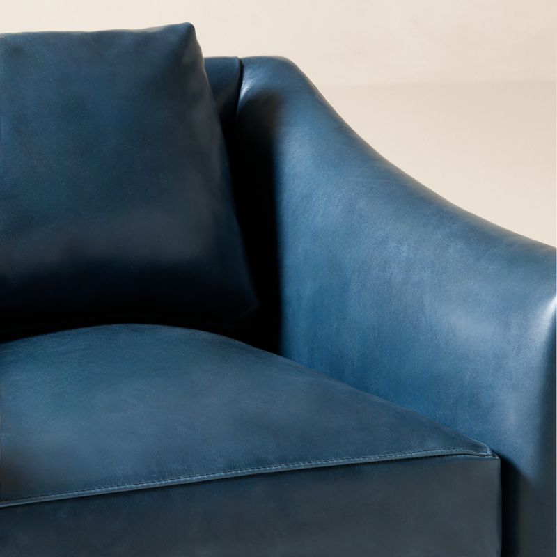 Bristol Blue Leather Swivel Chair - image 5 of 8