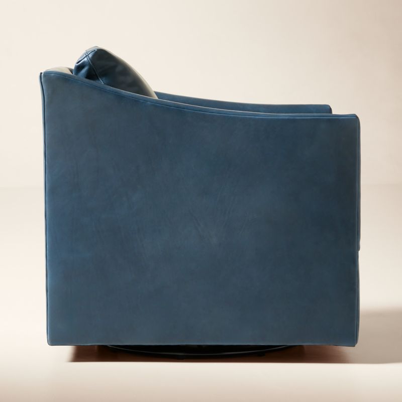 Bristol Blue Leather Swivel Chair - image 3 of 8