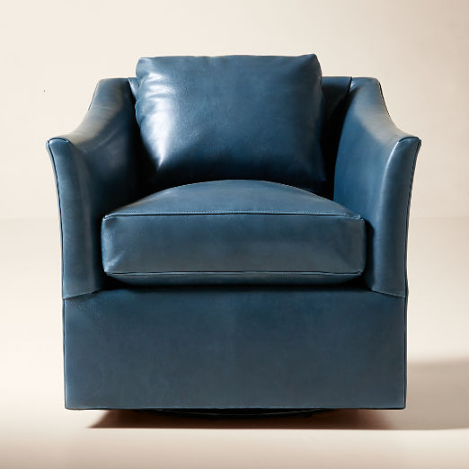 Bristol Blue Leather Swivel Chair Set of 2