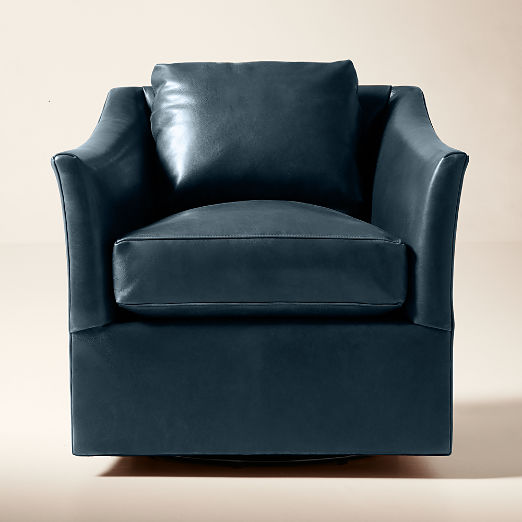 Bristol Blue Leather Swivel Chair