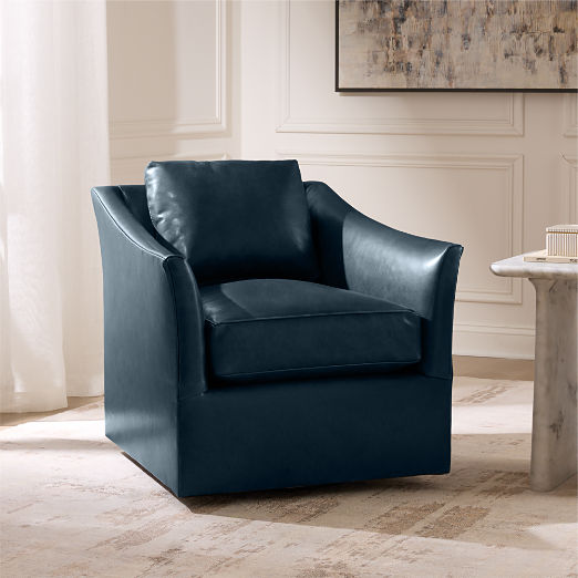 Bristol Blue Leather Swivel Chair