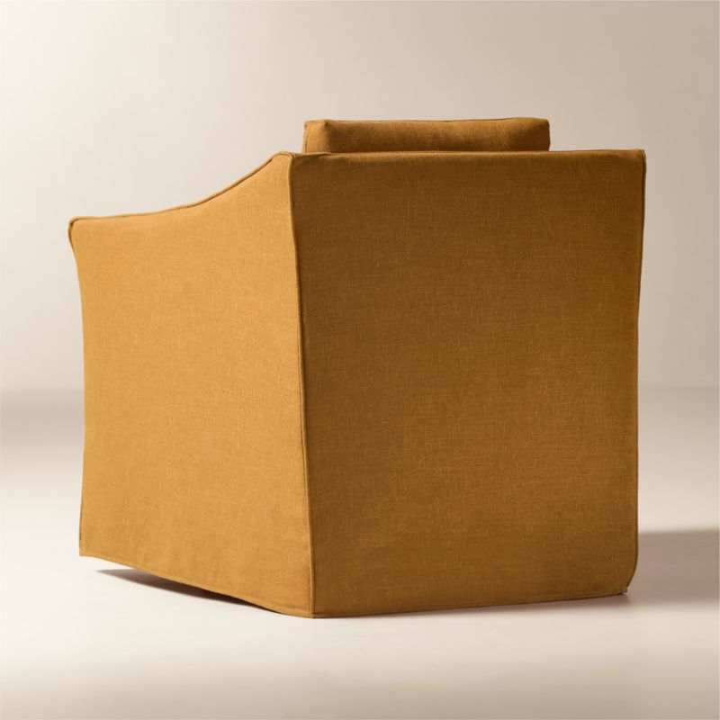 Bristol Cognac Slipcovered Performance Linen Swivel Chair