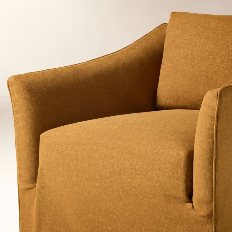 Bristol Cognac Slipcovered Performance Linen Swivel Chair