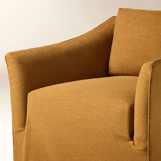 Bristol Cognac Slipcovered Performance Linen Swivel Chair Set of 2