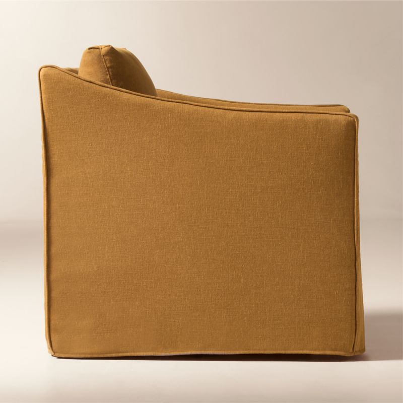 Bristol Cognac Slipcovered Performance Linen Swivel Chair